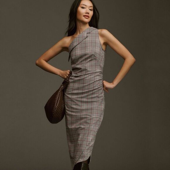 NWT Anthropologie Maeve One-Shoulder Asymmetrical Slim Midi Dress Size 6 - Picture 1 of 9